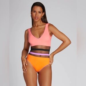 Agent Provocateur, Zenaya, Pink and Orange One Piece Swimsuit